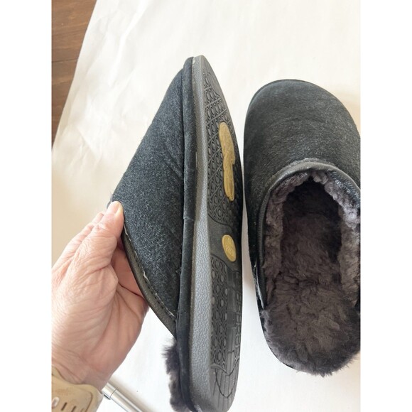 Old Friend Men's Scuff Slipper Black Slip On Sherpa Comfort medium Size 7.5-8.5 - Picture 8 of 8